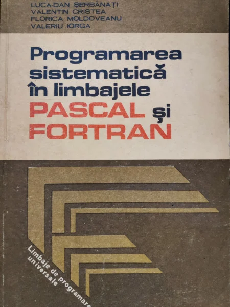 Cover of the textbook Programarea sistematică în limbajele PASCAL și FORTRAN