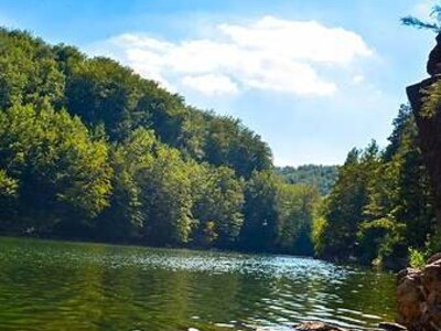 Barajul și lacul Secu într-o fotografie de epocă